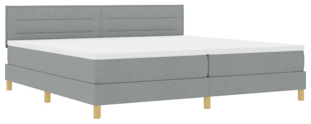 Box Spring Ágy Matrac &amp; LED Világítással Szürke 200x200 cm Szövet