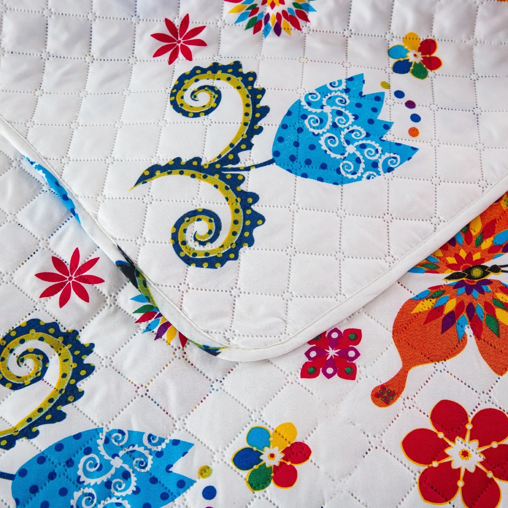 Ágytakaró SZÍNES LEPKE fehér Méret: 170 x 210 cm