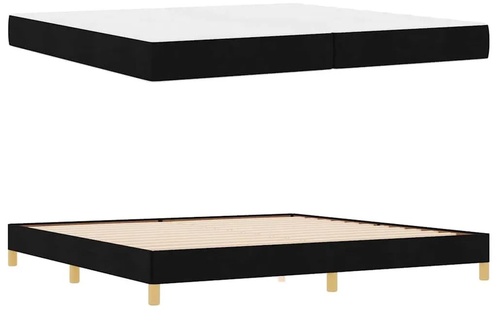Boxrugós ágy Fekete és Barna 200 x 200 cm Textil és mérnöki fa