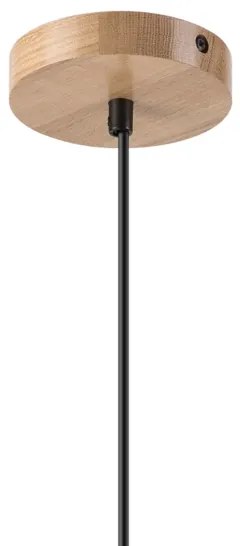 Csillár zsinóron HARMONY 1xE27/15W/230V átm. 14 cm fehér/tölgy