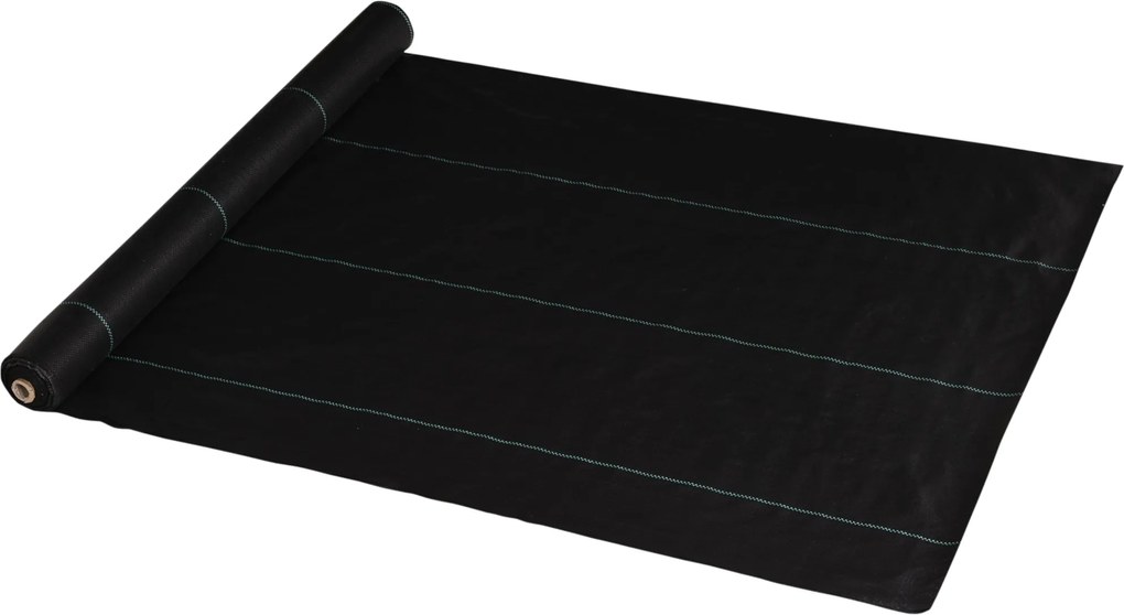 Outsunny Gyomirtó Szövet 2x25m Geotextília Háló 60 g/m² Gyomok Ellen, Fekete | Aosom