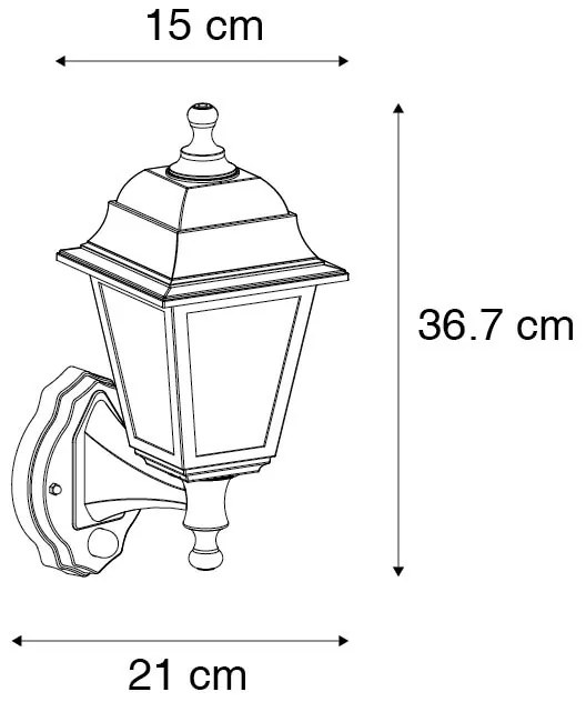 Régi stílusú fali lámpa arany IP44 mozgásérzékelővel - Capital
