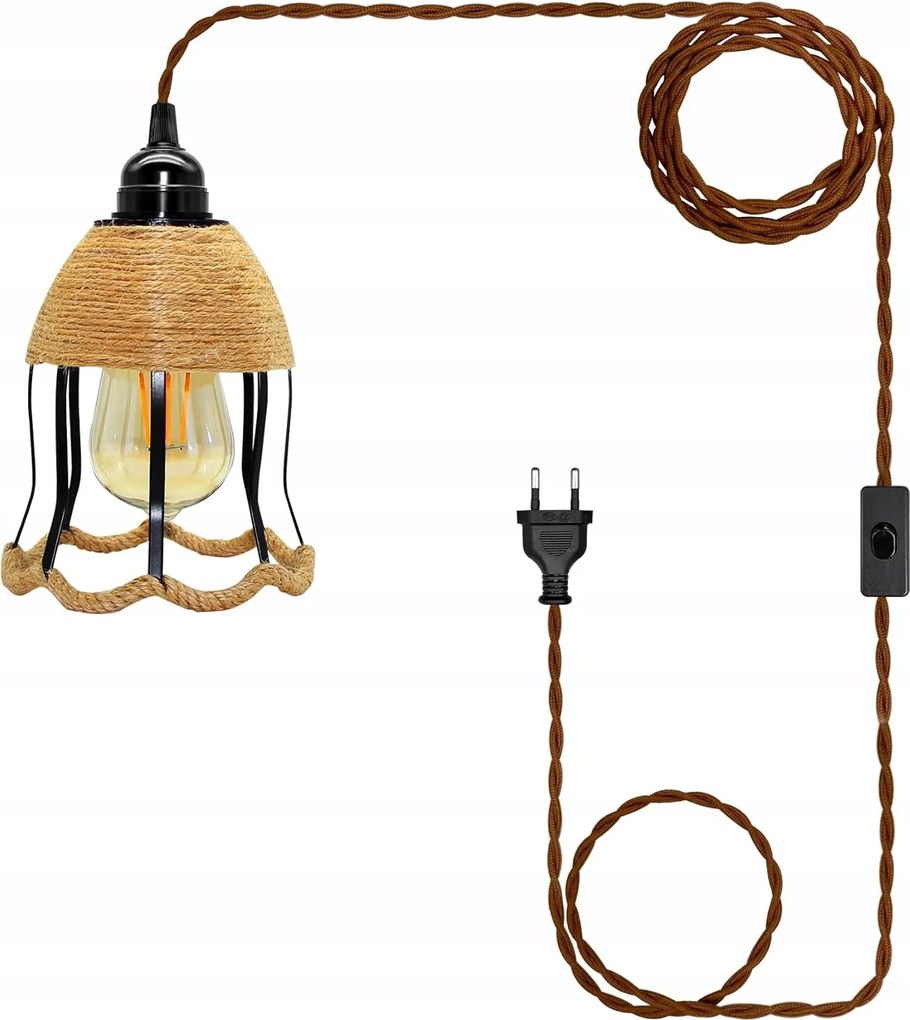 Vintage Boho típusú függőlámpa dugóval, kerti ház világítás