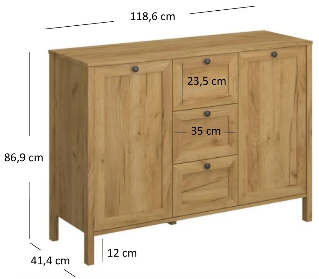 Komód Keira 2D3S (arany craft tölgy). 1052992