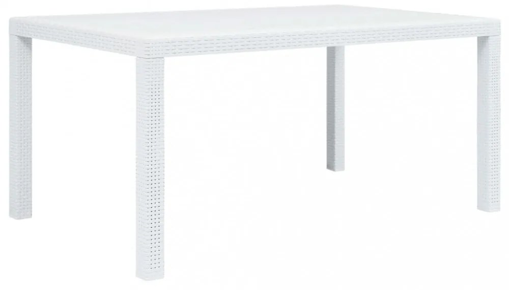 fehér rattan hatású műanyag kerti asztal 150 x 90 x 72 cm