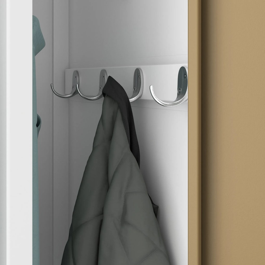 Munkavállalói szekrény, 4 rekeszes, fehér/dió, 800x1800x500 mm: KACPER Eco Design