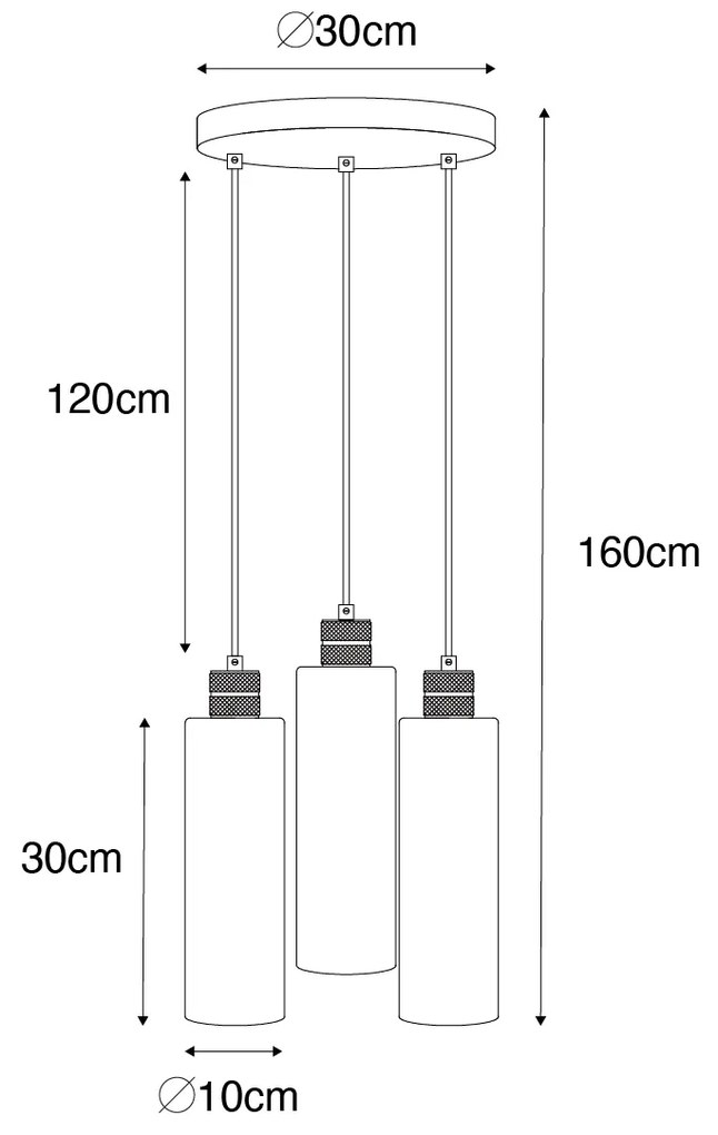 Modern lógó lámpa fekete füstüveggel 3-lámpás - Stavelot