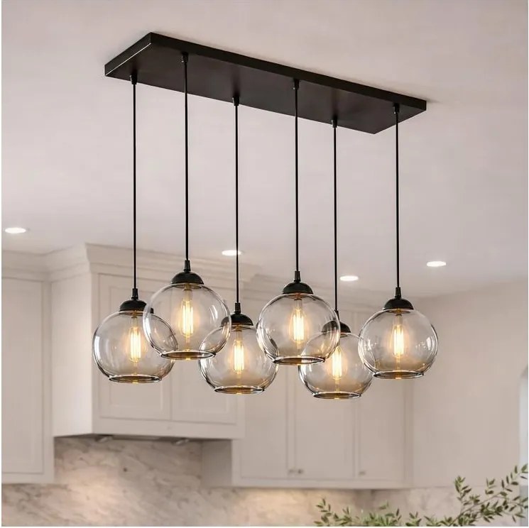 Brilagi - Zsinóros csillár DIOR 6xE27/60W/230V fekete/füstszürke