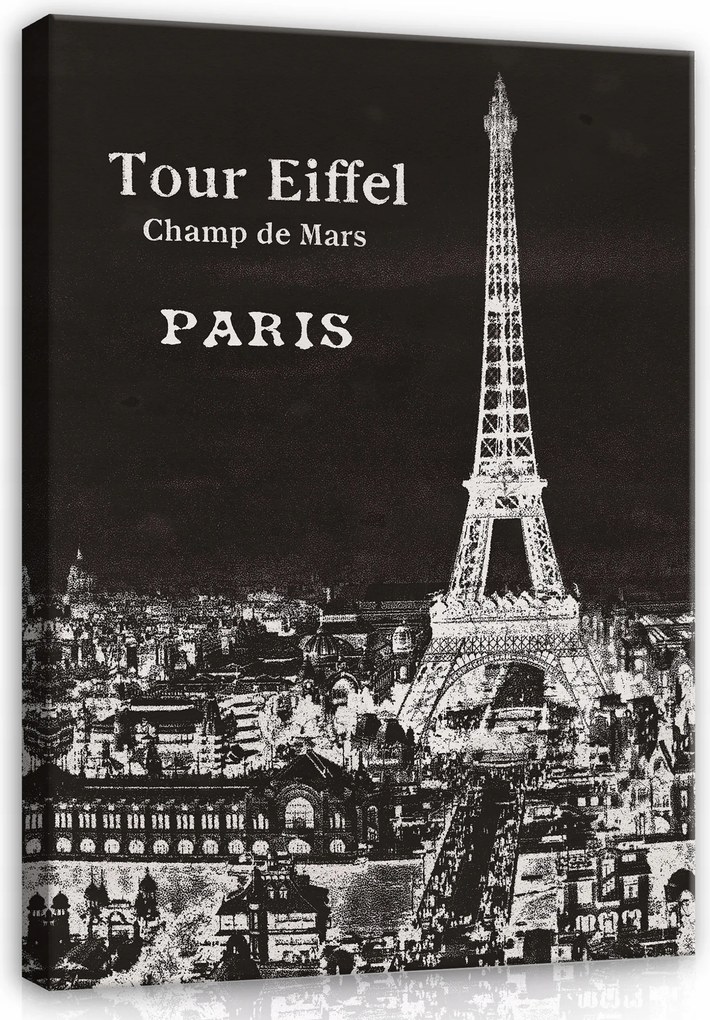 Vászonkép Eiffel-torony Párizs Nappaliba Fekete 120x80
