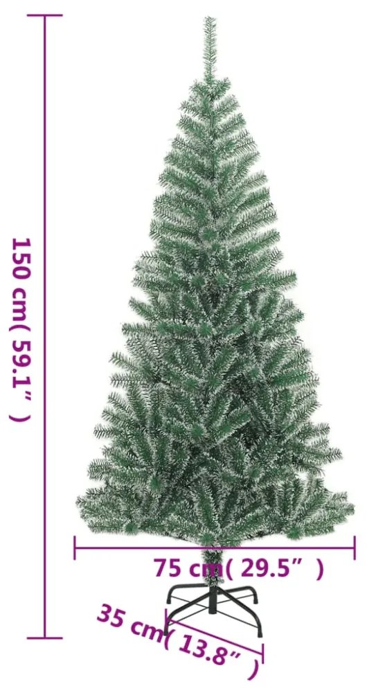 zöld műkarácsonyfa hóval 150 cm