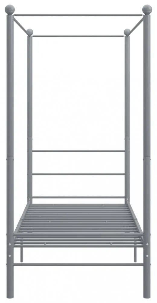 szürke fém baldachinos ágykeret 90 x 200 cm