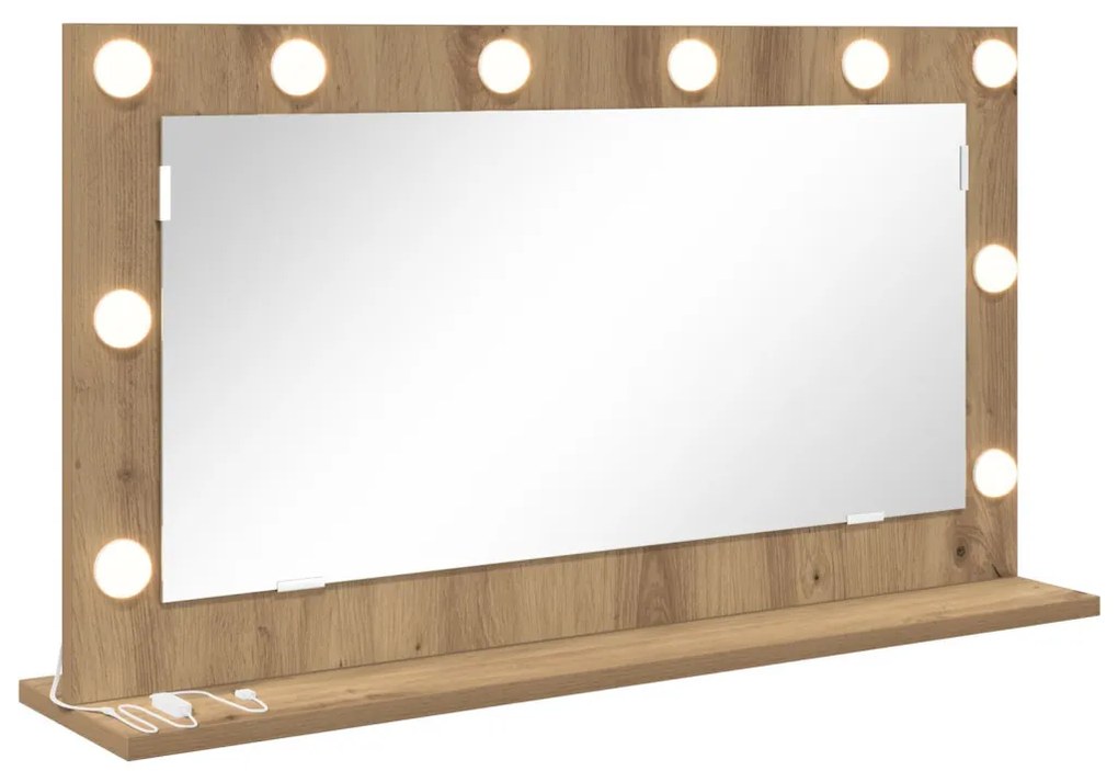 Toalett Tükör LED -es lámpákkal Artisan tölgy 80 x 45 x 18 cm