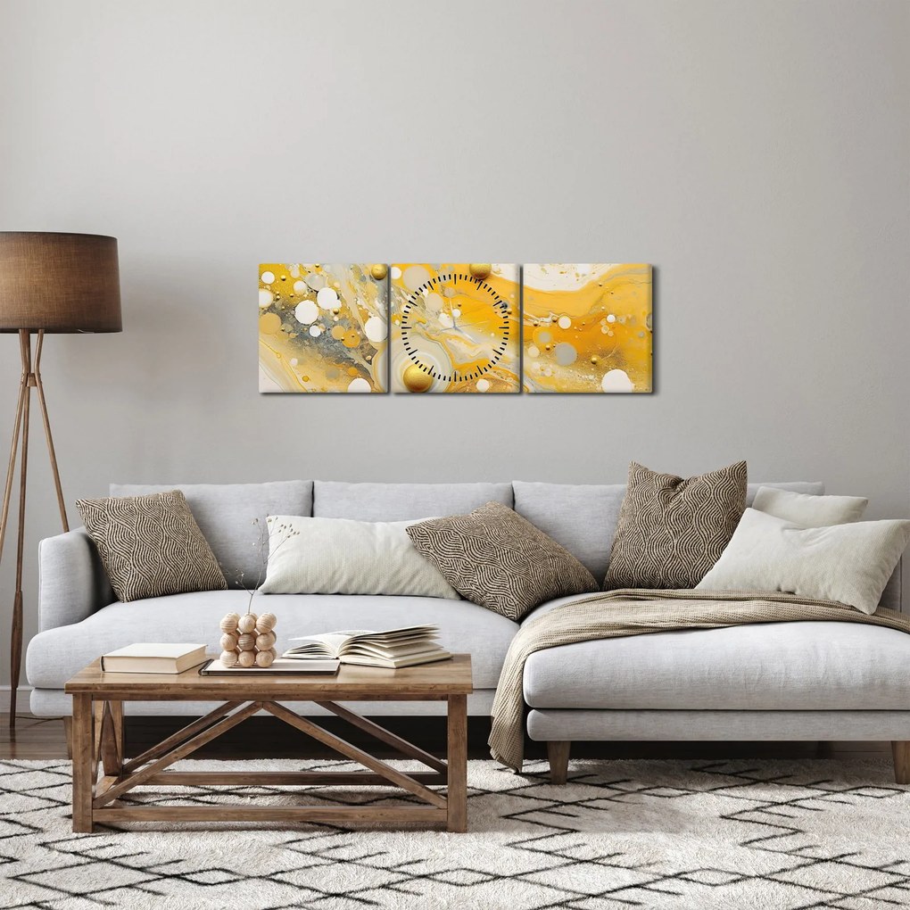 Kép - Absztrakt háttér arany díszítéssel (órával) (90x30 cm)