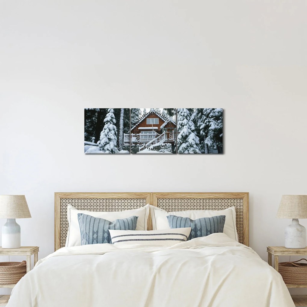 Kép - Fából készült házikó (órával) (90x30 cm)