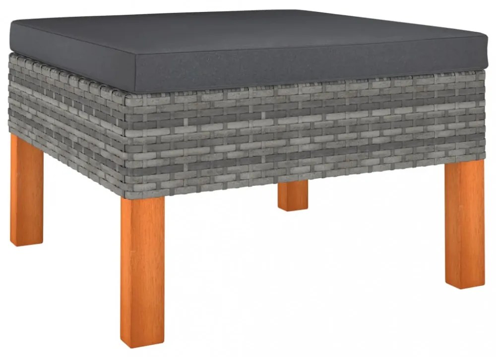 3 részes polyrattan és tömör eukaliptuszfa kerti ülőgarnitúra
