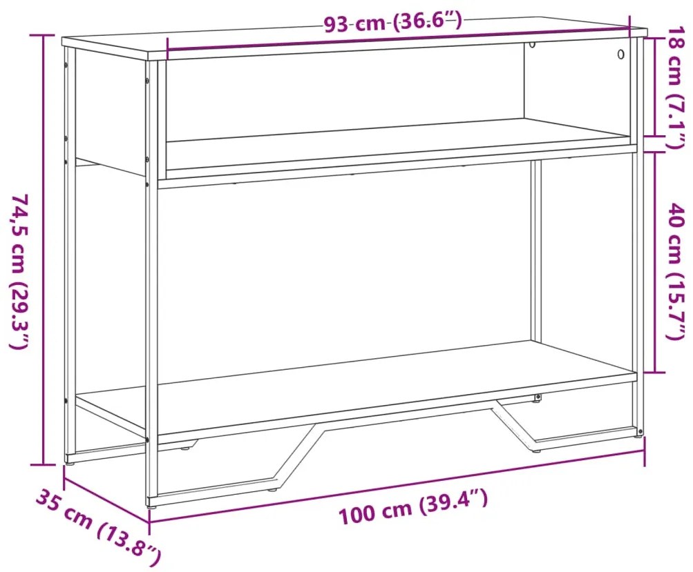füstös tölgy színű szerelt fa tálalóasztal 100x35x74,5 cm