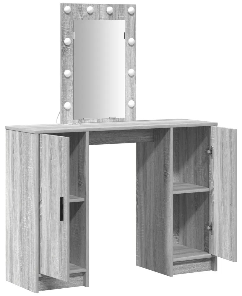LED-es sminktükör Szürke Sonoma 102x33x135 cm