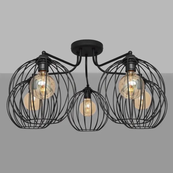 Felületre szerelhető csillár MERCURE 5xE27/15W/230V fekete