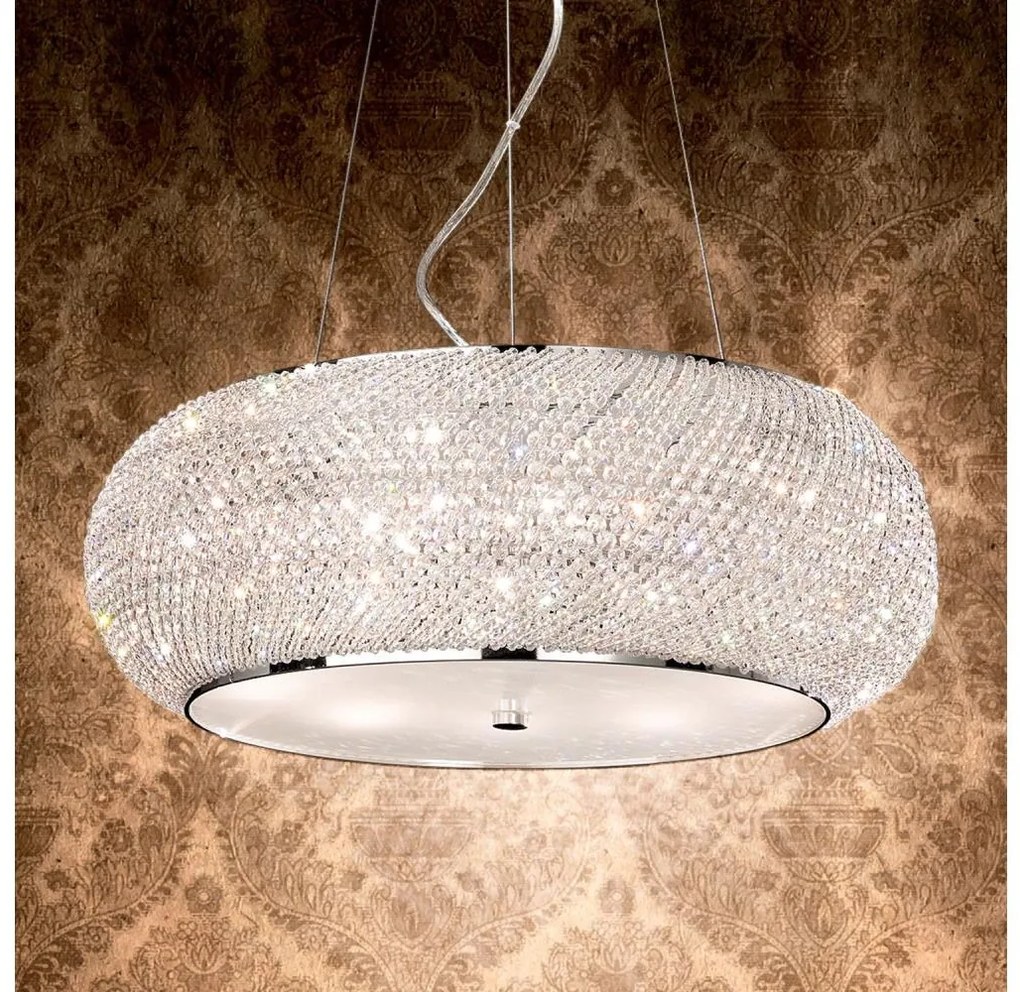 Ideal Lux - Kristály csillár zsinóron PASHA 6xE14/40W/230V átm. 40cm fényezett króm