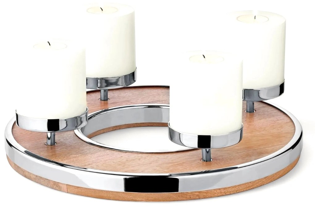 Adventi koszorú Jale (Ø 36 cm), mangófa, rozsdamentes acél szegéllyel - EDZARD