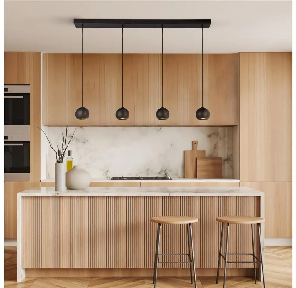 Searchlight 1014-4BK - Csillár zsinóron EINDHOVEN 4xGU10/50W/230V fekete