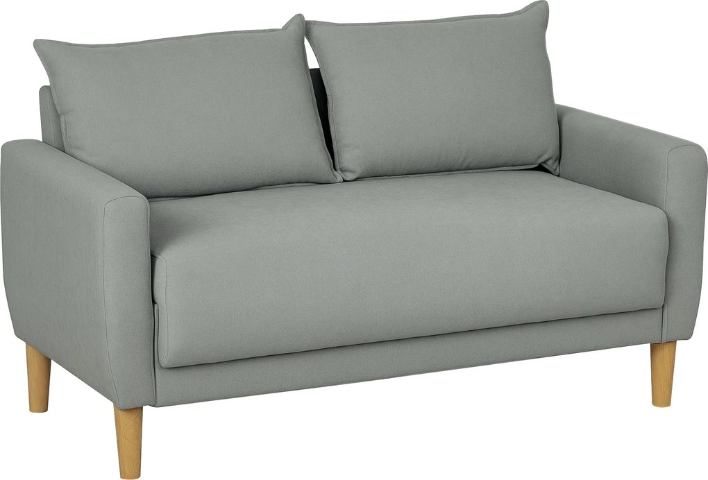 HOMCOM 2-Személyes Kárpitos Kanapé Karfával, Tárolórekesszel és 2 Levehető Párnával, Modern Kárpitos Loveseat Fa Lábakkal Nappaliba, Pihenőszobába és