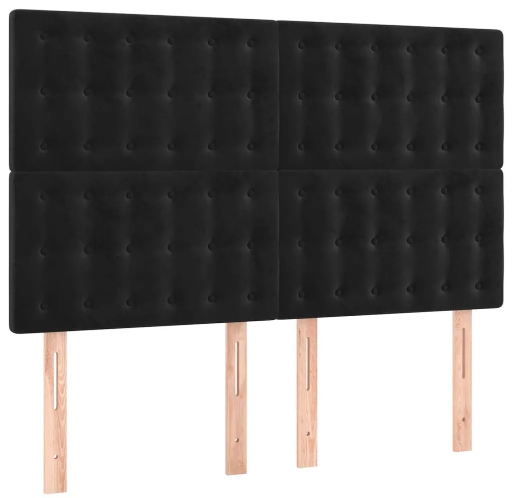 fekete bársony LED-es fejtámla 144x5x118/128 cm