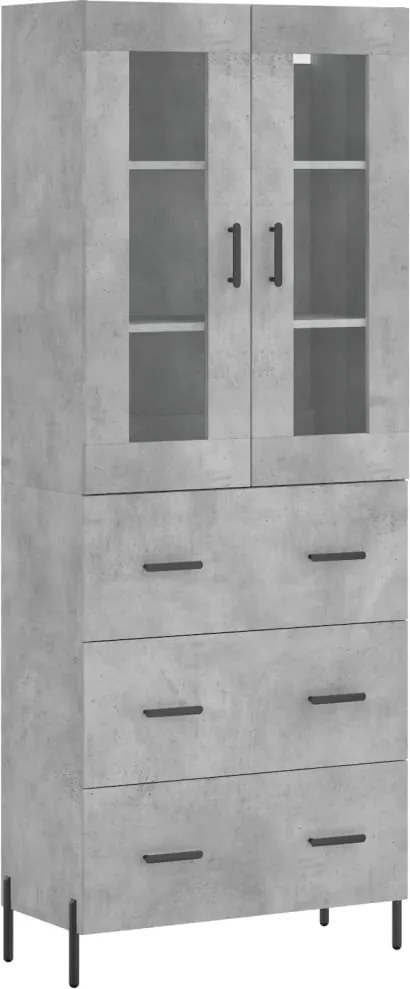 vidaXL betonszürke szerelt fa magasszekrény 69,5 x 34 x 180 cm