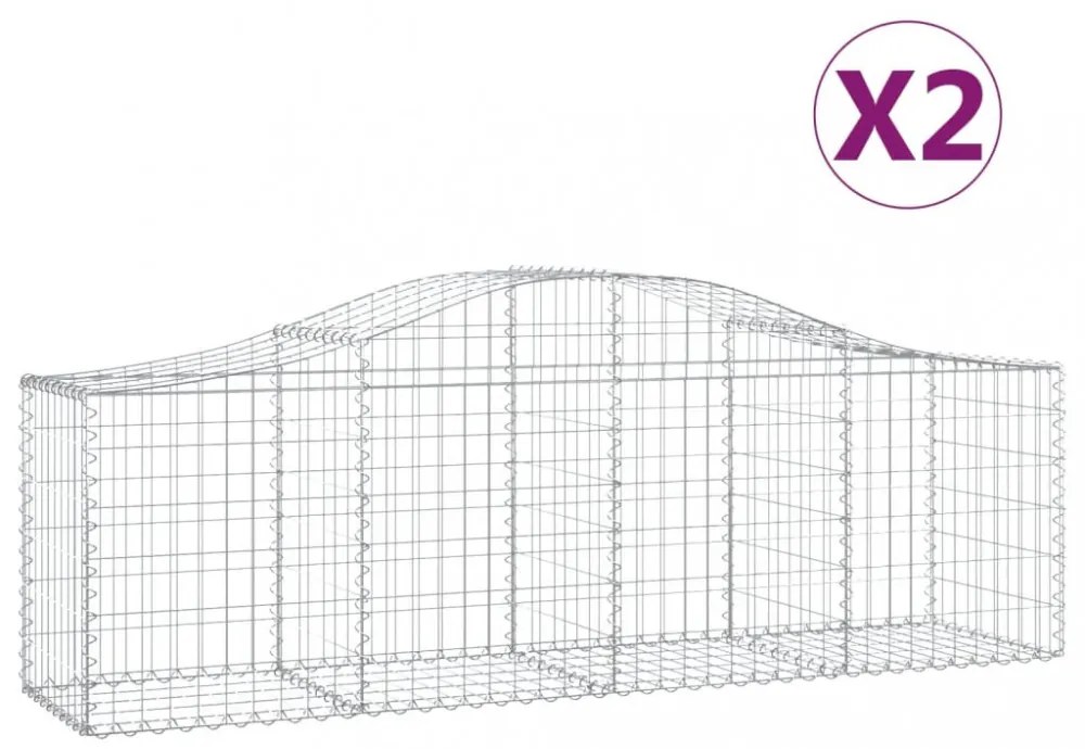 2 db íves horganyzott vas gabion kosár 200x50x60/80 cm