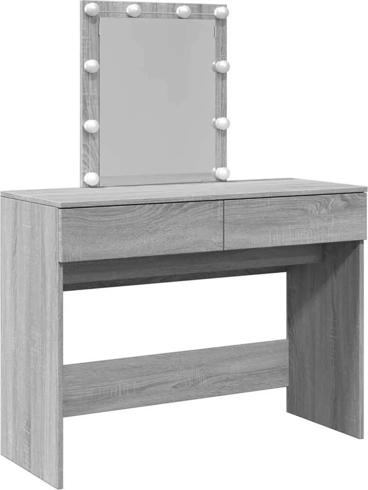 vidaXL szürke sonoma színű fésülködőasztal LED-del 100 x 40 x 130 cm