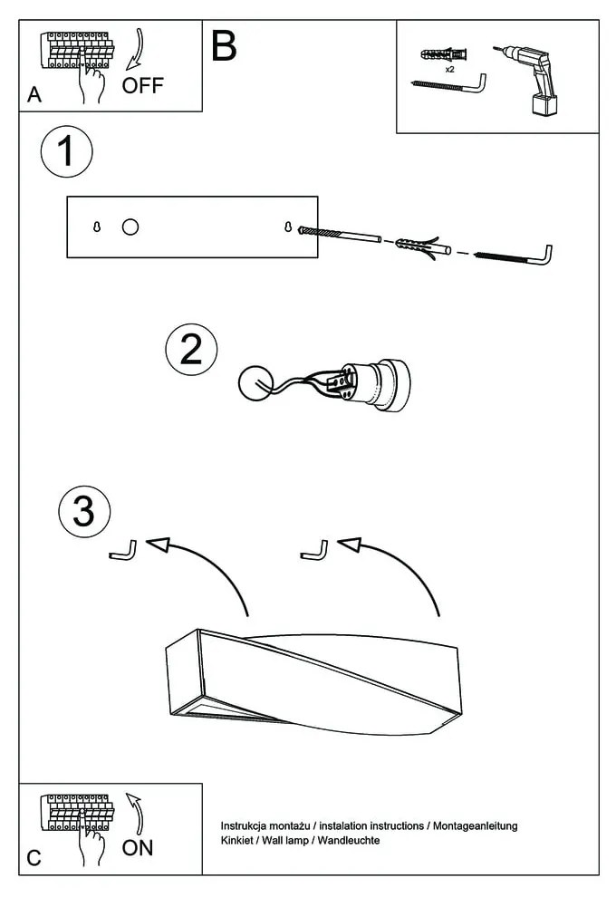 Taurus fekete kerámia falilámpa - Sollux