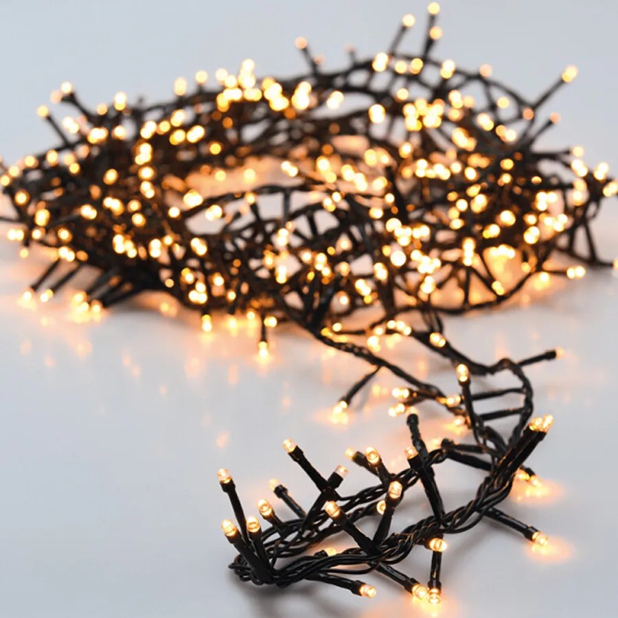 800 LED-es BOA fényfüzér, kültéri-beltéri hálózati adapteres, időzíthető 6/18 órás, 8 féle fényjátékkal, meleg fehér, 16 m, IP44