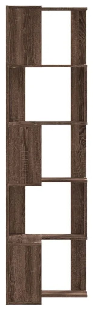 5 szintes barna tölgy szerelt fa sarok könyvespolc 50x50x179 cm