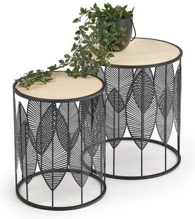 KÉSZLET 2x Kávésasztal FOLLA átm. 33/40 cm fekete