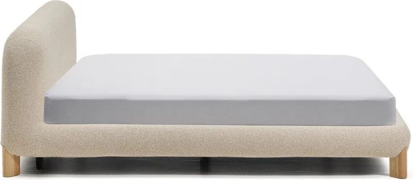 Bézs kárpitozott franciaágy ágyrács nélkül 180x200 cm Odina – Kave Home