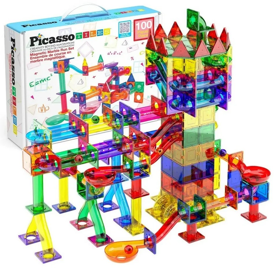 PicassoTiles mágneses építőkészlet 100 db Marble Run