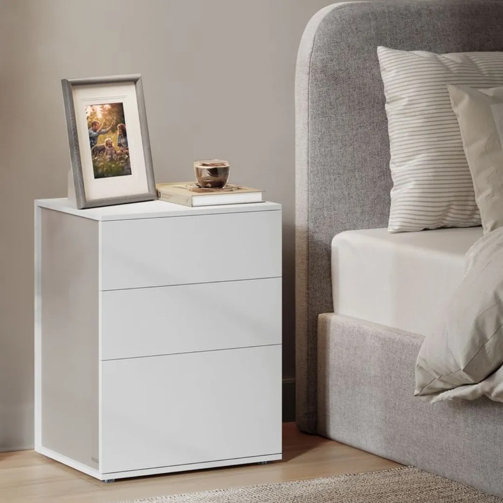 Éjjeliszekrény RAMONA, 58x35x45 cm, matt fehér/bézs Vasagle