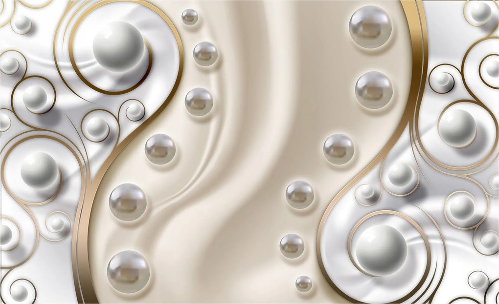 Fotótapéta Gyöngyök Luxus Arany Absztrakt Fehér Elegancia 416x254 +ragasztó