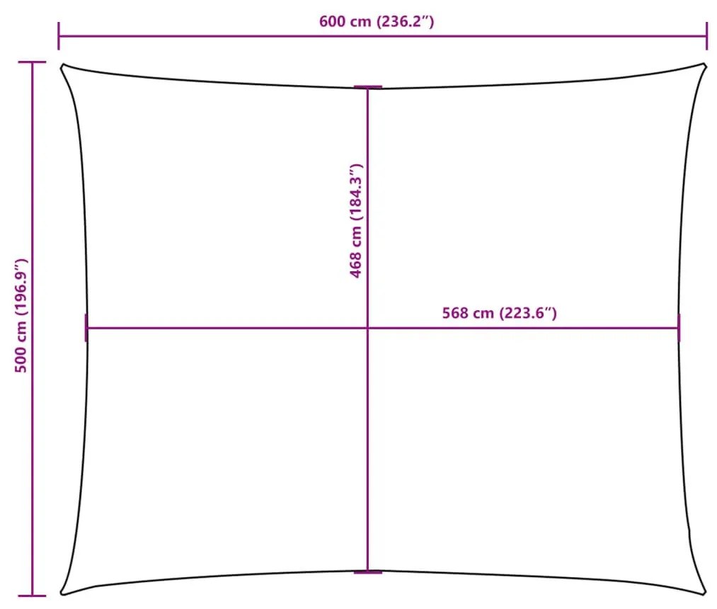 fekete téglalap alakú oxford-szövet napvitorla 5 x 6 m