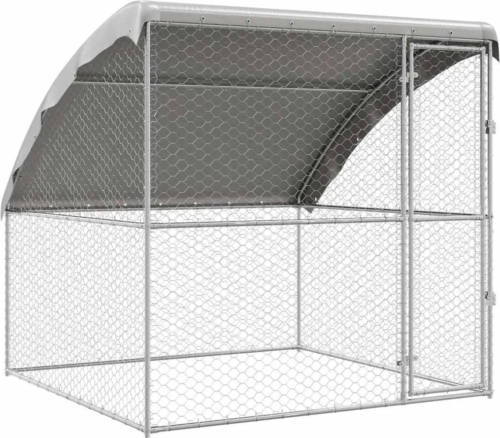 vidaXL Kutyaház tárolóval Ezüst 2 x 2 x 2 m Horganyzott acél