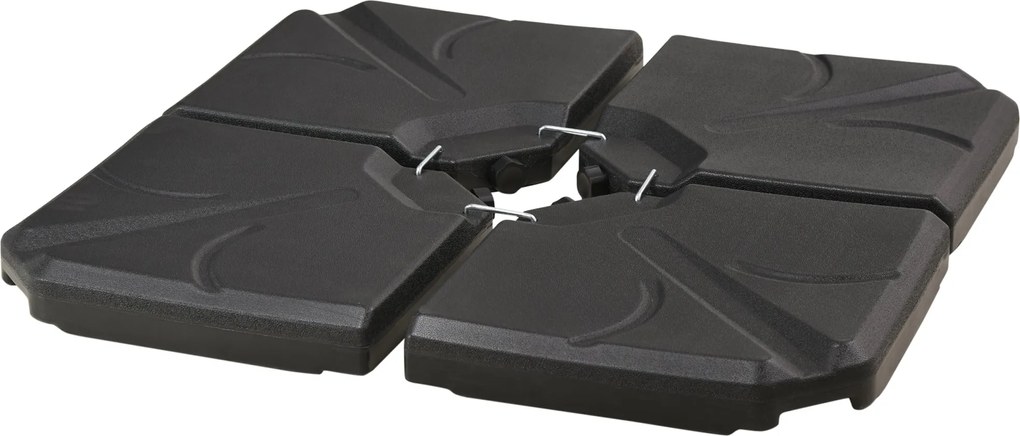 Outsunny 4 darabos Napernyő Alap, Teraszra és Kertbe - Homokkal/Vízzel Tölthető, Hangyás Napernyő Stabilizáló, HDPE Fekete | Aosom