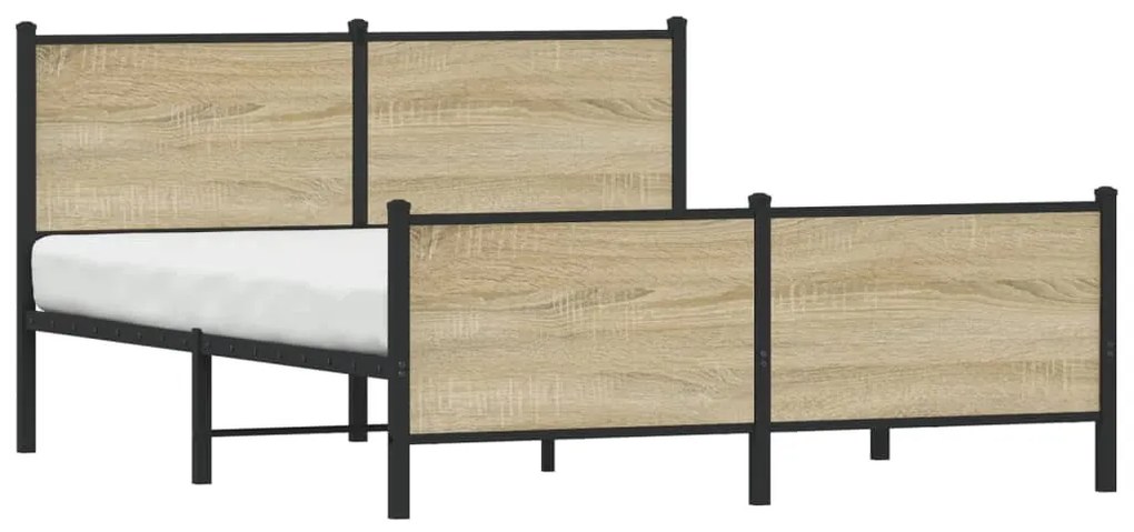sonoma tölgy színű fém ágykeret matrac nélkül 150 x 200 cm