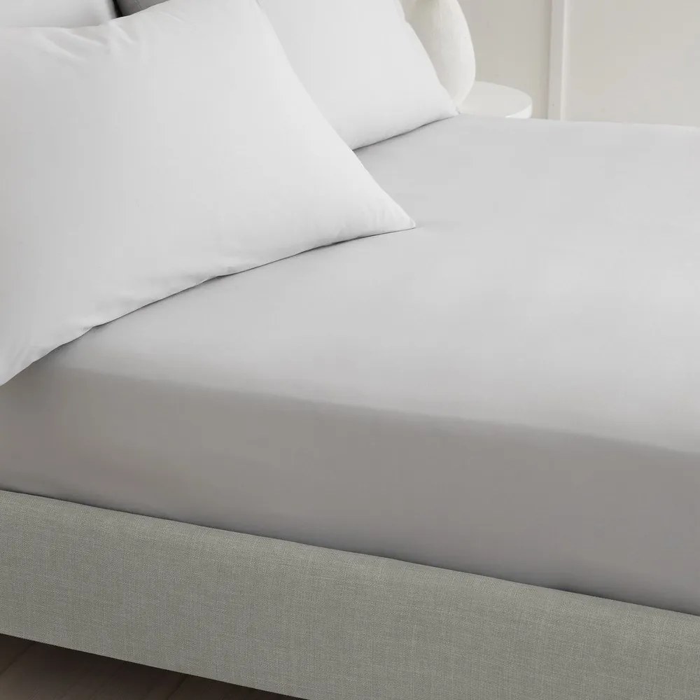 Szürke gumis pamut-perkál lepedő 150x200 cm Cotton Percale – Bianca