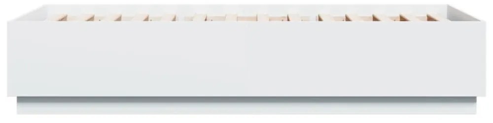 fehér szerelt fa ágykeret LED-del 90 x 200 cm