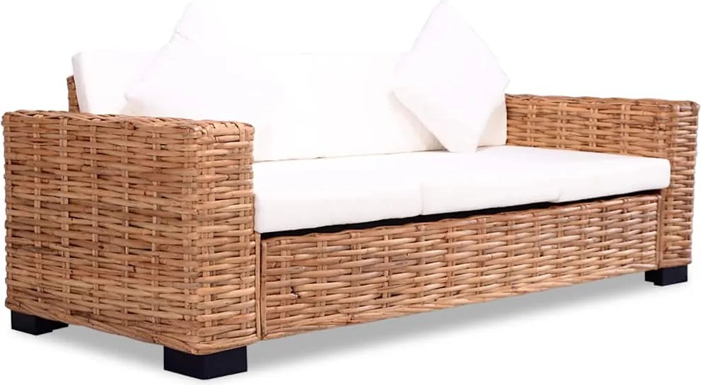 vidaXL 3-személyes természetes rattan kanapé