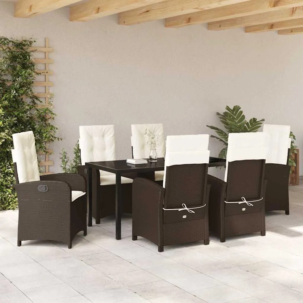 Kert étkező szett 7 pcs Barna polirattan