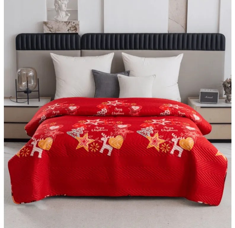 Ágytakaró RETRO RENDEER, piros Méret: 220 x 240 cm