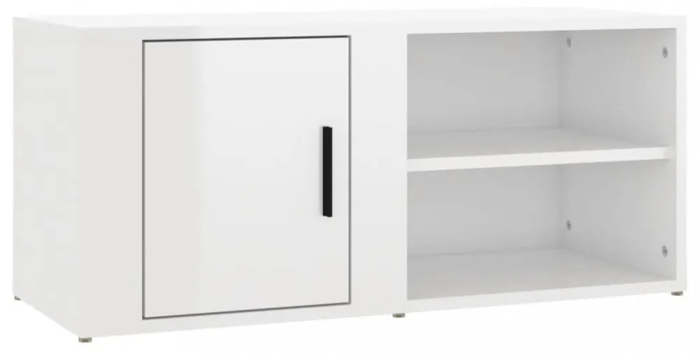 2 db magasfényű fehér szerelt fa TV-szekrény 80x31,5x36 cm