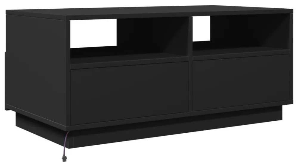 fekete dohányzóasztal LED-lámpákkal 90x49x40 cm