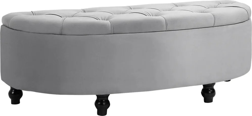 HOMCOM Tárolópad, Kárpitozott pad bársonyhatású bevonattal, tárolósláda falábakkal, 120 x 46 x 42 cm, szürke
